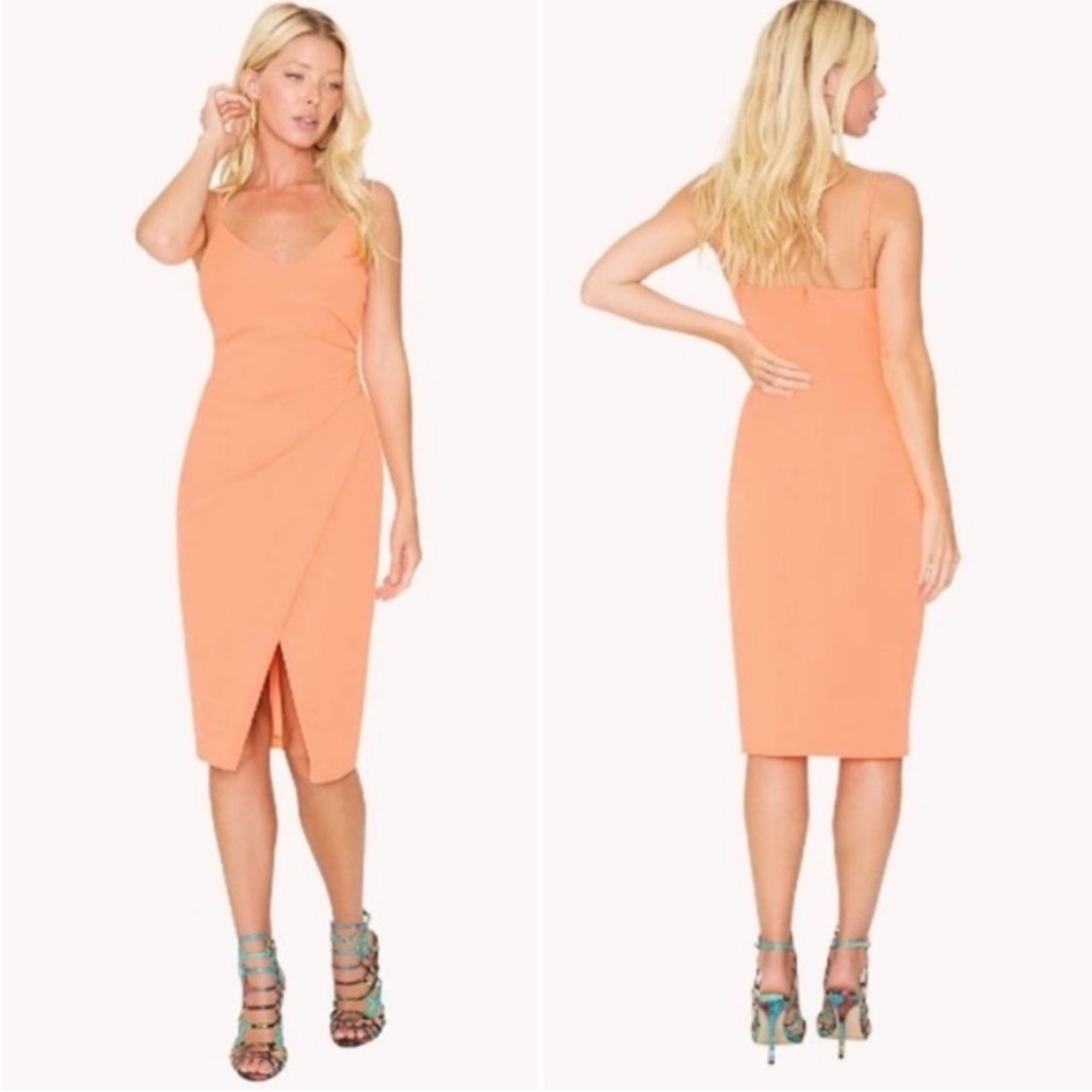 Black Halo Peach Spaghetti Strapped Bowery Dress Size 12